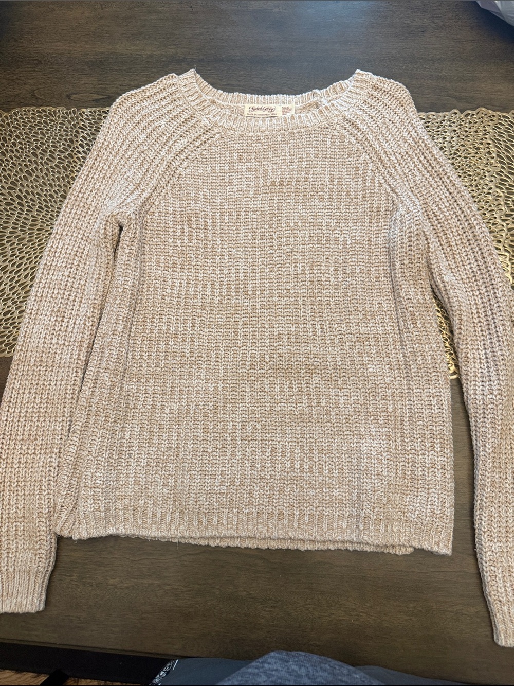 Faded Glory Cream Cable-Knit Crewneck Sweater